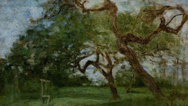 Eugène Boudin, Farmyard, Old Apple Trees. Exhibition Monet/Boudin, Museo Nacional Thyssen-Bornemisza