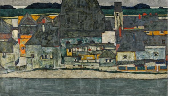 Egon Schiele, Houses on the River (The Old Town), 1914