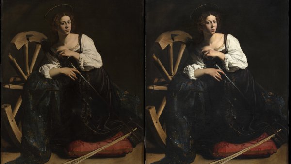 Comparación Antes-después de la obra de Caravaggio