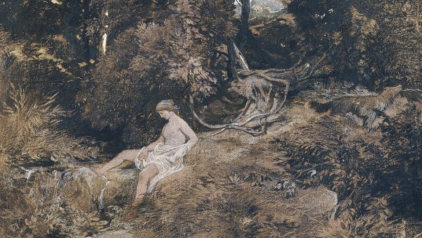 Ninfa en una fuente (reverso: Pan persiguiendo a una ninfa). Arnold Böcklin Ninfa en una fuente (reverso: Pan persiguiendo a una ninfa). Arnold Böcklin