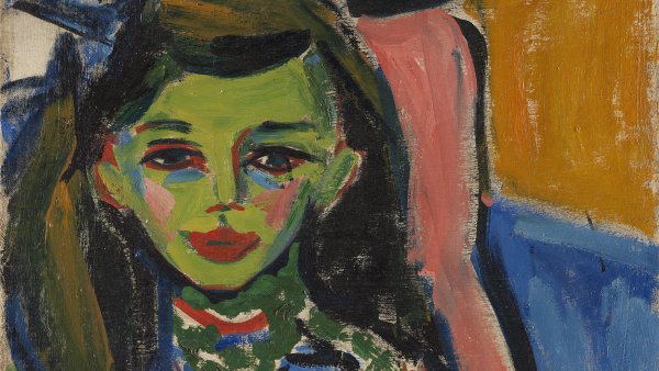 Ernst Ludwig Kirchner. Fränzi ante una silla tallada, 1910
