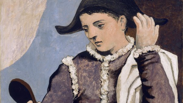 Pablo Picasso. Arlequín con espejo, 1923