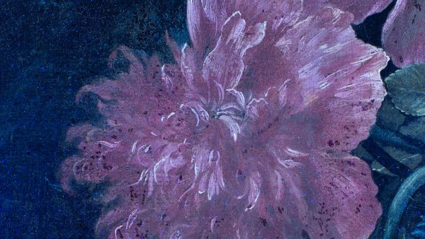 Detail of the ultraviolet image of Linard's painting "Chinese porcelain with flowers" Detail of the ultraviolet image of Linard's painting "Chinese porcelain with flowers"