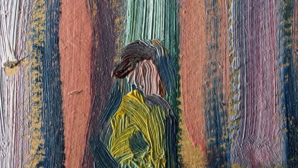 Detail in raking light image of Kandinsky's "Murnau. Top the of Johannisstrasse" Detail in raking light image of Kandinsky's "Murnau. Top the of Johannisstrasse"