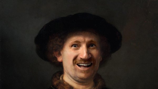 Rembrandt Harmensz. van Rijn. Autorretrato con gorra y dos cadenas  Fotomontaje: Jorge Salgado © Cultura en Vena, 2023. Procedencia obra original: Museo Nacional Thyssen-Bornemisza