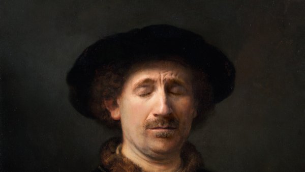 Rembrandt Harmensz. van Rijn. Autorretrato con gorra y dos cadenas  Fotomontaje: Jorge Salgado © Cultura en Vena, 2023. Procedencia obra original: Museo Nacional Thyssen-Bornemisza