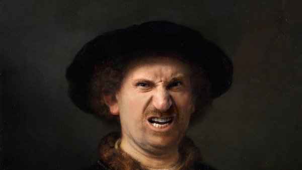 Rembrandt Harmensz. van Rijn. Autorretrato con gorra y dos cadenas  Fotomontaje: Jorge Salgado © Cultura en Vena, 2023. Procedencia obra original: Museo Nacional Thyssen-Bornemisza