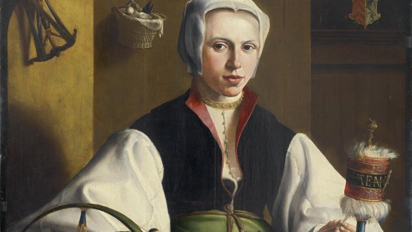 Retrato de una dama hilando. Maerten van Heemskerck