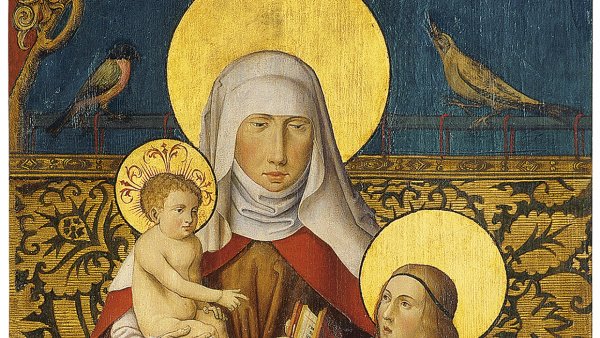 Saint Anne with Virgin and Child and a Donor (Exterior left wing). Santa Ana con la Virgen, el Niño  y un donante (Ala exterior izquierda), c. 1515