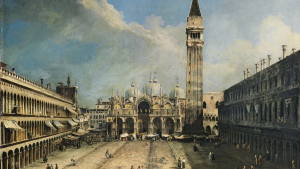 La Plaza de San Marcos en Venecia. Canaletto (Giovanni Antonio  Canal)