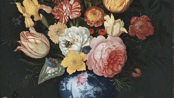 Chinese Vase with Flowers, Shells and Insects. Vaso chino con flores, conchas e insectos, 1628