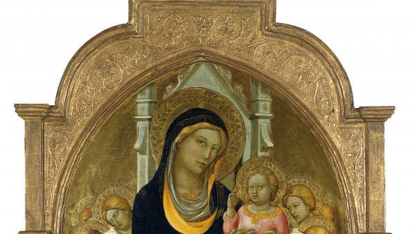The Virgin and Child enthroned with six Angels.Lorenzo Monaco (Piero di Giovanni)