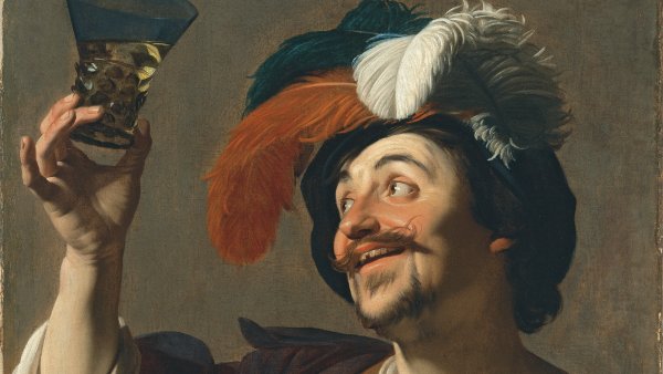The happy Violinist. El violinista alegre con un vaso de vino, c. 1624