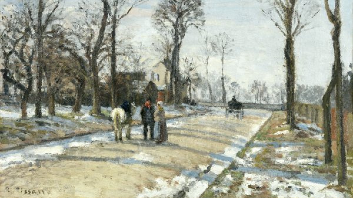 Route de Versailles, Louveciennes, Winter Sun and Snow - Pissarro