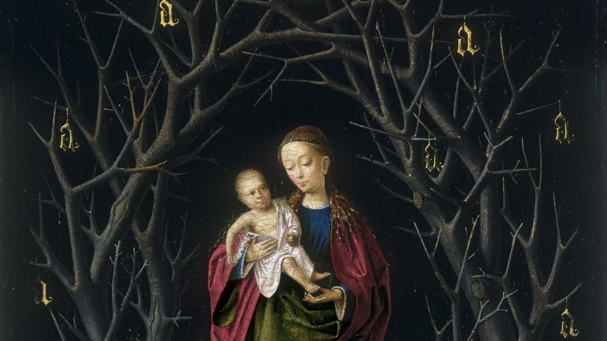 Painter Of The Night 121 The Virgin of the dry Tree - Christus, Petrus. Museo Nacional Thyssen-Bornemisza