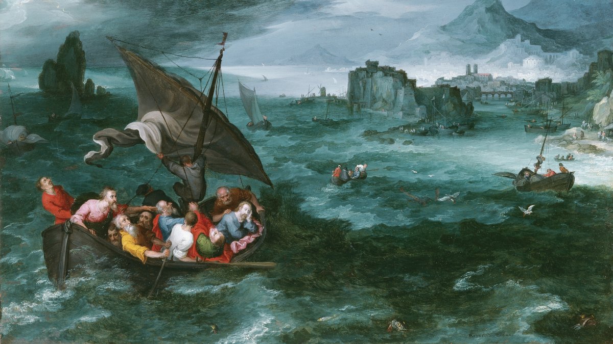 Cristo en la tempestad del mar de Galilea.