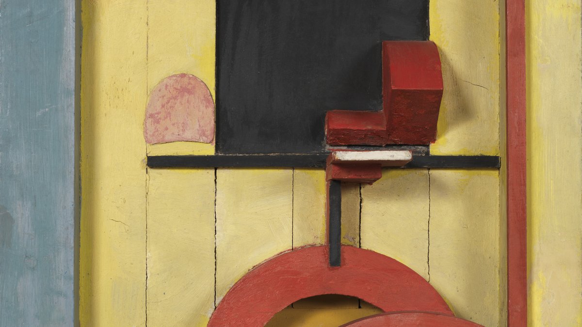 Merz 1925, 1. Relief in Blue Square - Schwitters, Kurt. Museo