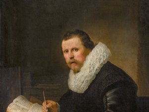 Retrato de un hombre en un escritorio, Rembrandt