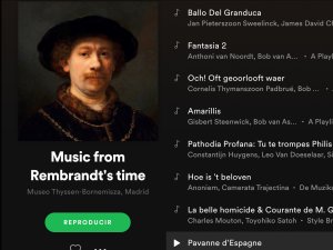 Listado de las canciones seleccionadas para la exposición de Rembrandt y el retráto en Ámsterdam