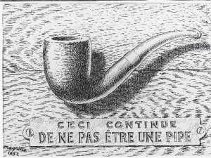 La Trahison des images. Ceci continue de ne pas être une pipe, 1952. René Magritte