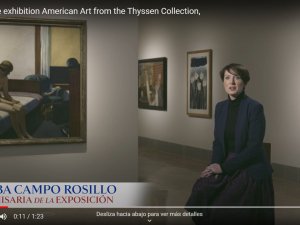 Alba Campo, comisaria de la exposición "Arte Americano en la colección Thyssen", en las salas de la muestra