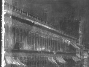 Detalle de la radiografía de la obra de Canaletto “La plaza de San Marco en Venecia” Detalle de la radiografía de la obra de Canaletto “La plaza de San Marco en Venecia”