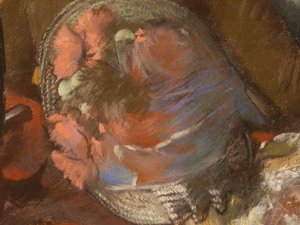 Detalle de la obra “En la sombrerería”, de Edgar Degas