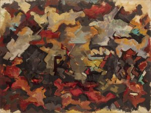 Audrey Flack. Paisaje expresionista abstracto (con nubes), 1951