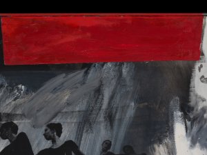 Detail of the frame of Robert Rauschenberg’s work “Express”