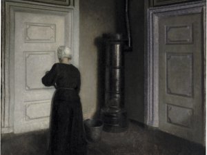 Vilhelm Hammershøi. Interior con una mujer barriendo, Strandgade 30