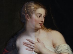 Detalle del proceso de limpieza de la obra “Venus y Cupido”, de Peter Paul Rubens