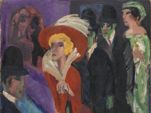 Calle con buscona de rojo. Ernst Ludwig Kirchner