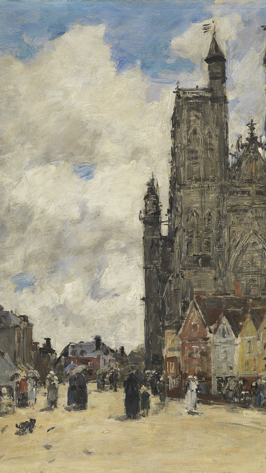 La plaza de la Iglesia de Saint Vulfran en Abbeville. Eugène Boudin