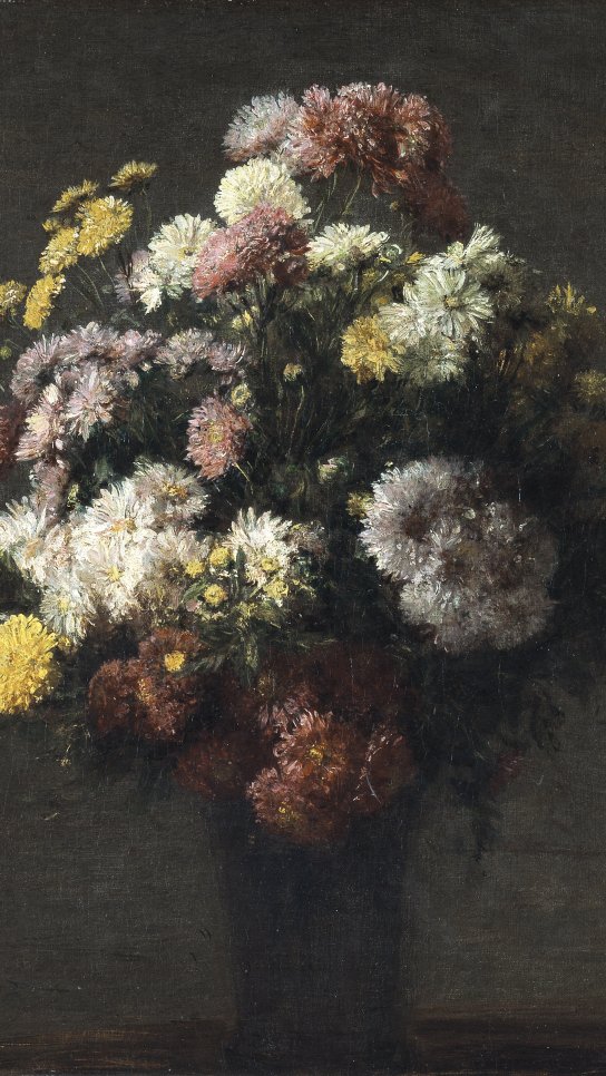 Crisantemos en un florero. Henri Fantin-latour