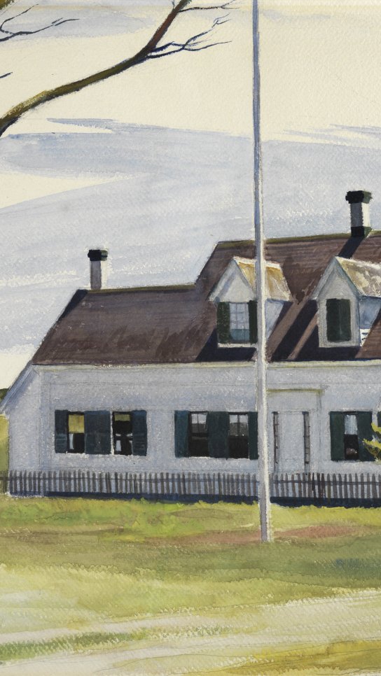 Árbol seco y vista lateral de la Casa Lombard. Edward Hopper