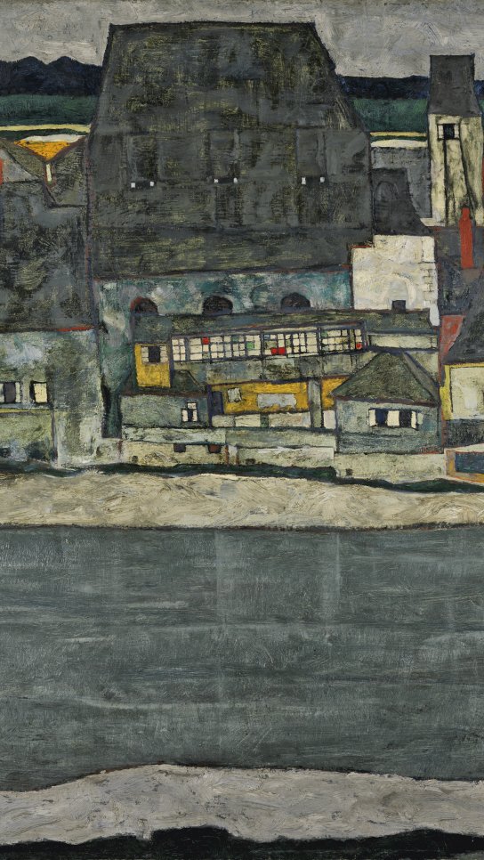 Casas junto al río. La ciudad vieja. Egon Schiele