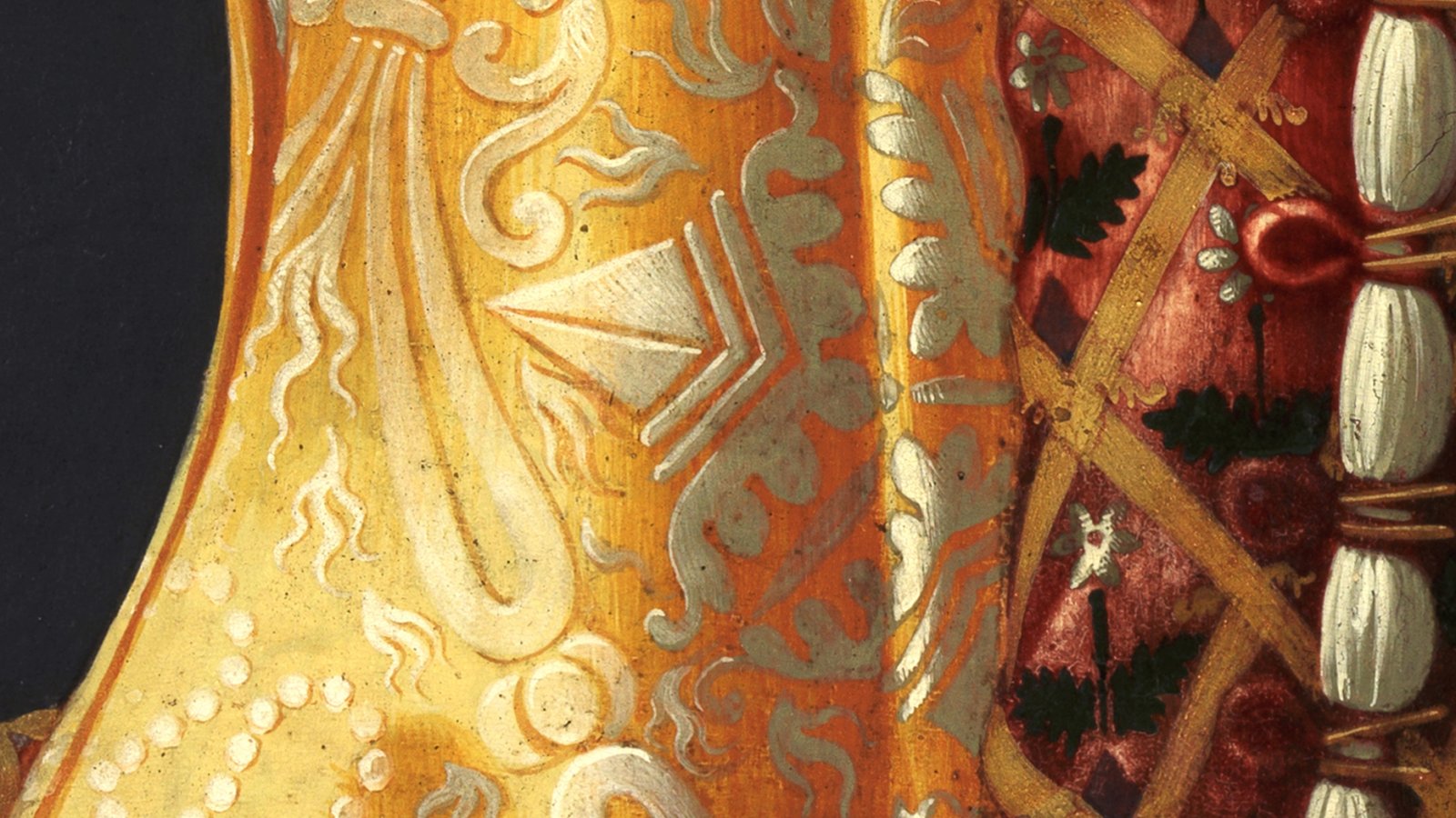 Detalle del brocado de la indumentaria de la obra de Ghirlandaio, "Retrato de Giovanna Tornabuoni"