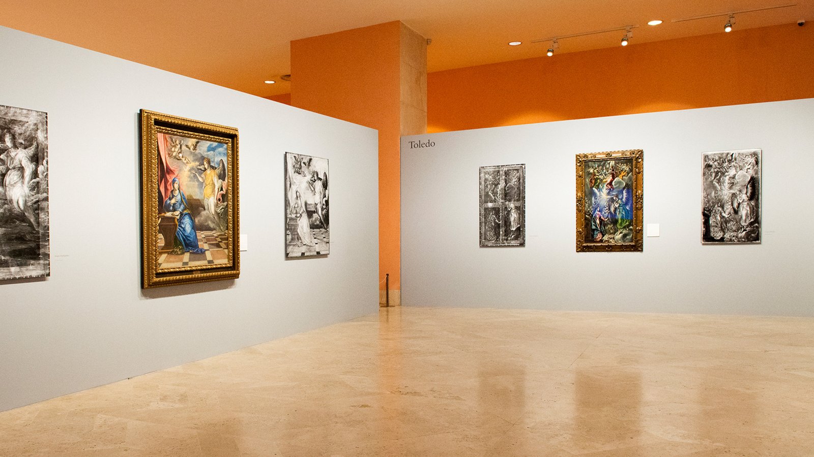 Detalle del montaje expositivo del estudio técnico de las obras de El Greco de la colección Thyssen-Bornemisza