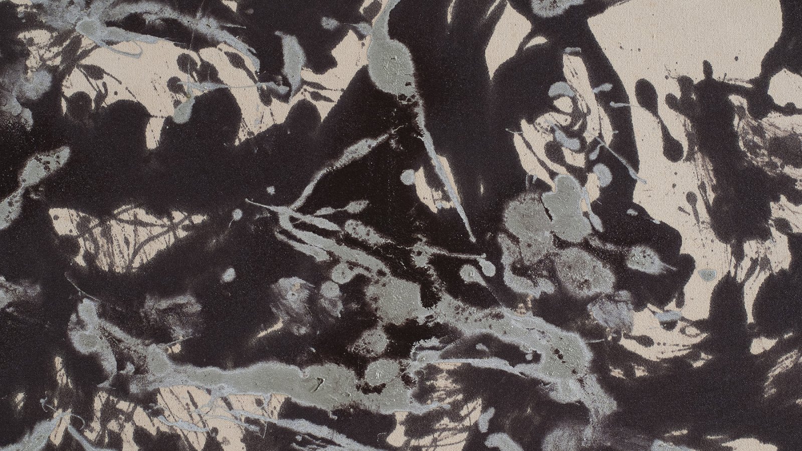 Detalle de la técnica de la obra "Marrón y plata I", de Jackson Pollock