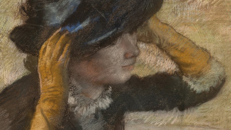 Detalle de la obra de Degas, "En la sombrerería"