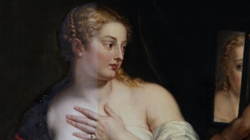 Detalle del proceso de limpieza de la obra “Venus y Cupido”, de Peter Paul Rubens Detalle del proceso de limpieza de la obra “Venus y Cupido”, de Peter Paul Rubens