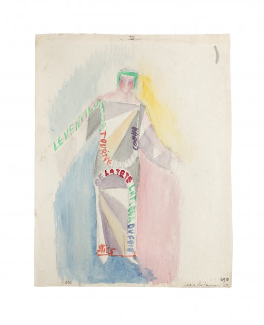 Sonia Delaunay, Dress-Poem: The Extractor Fan Turns in the Head’s Heart (text by Tristan Tzara)