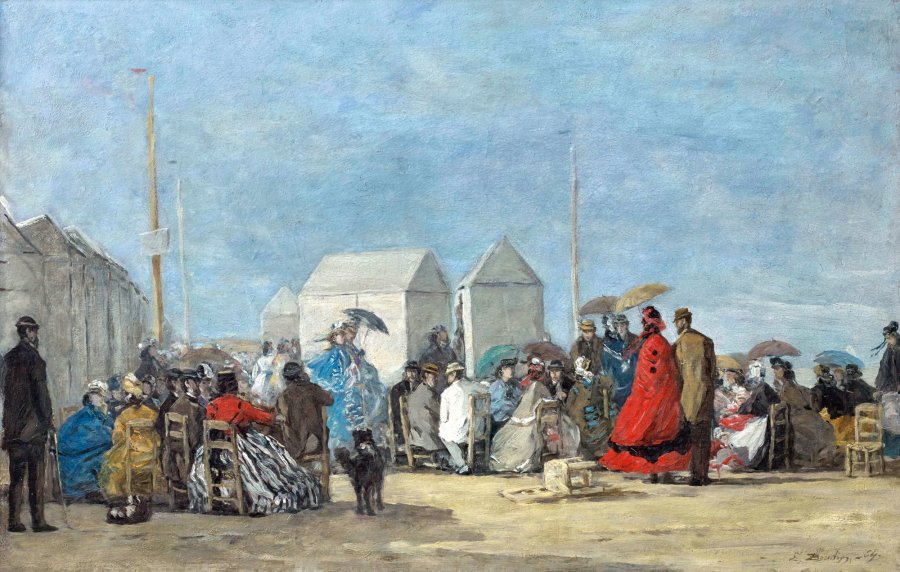 Eugène Boudin, Beach Scene at Trouville. Exhibition Monet/Boudin, Museo Nacional Thyssen-Bornemisza