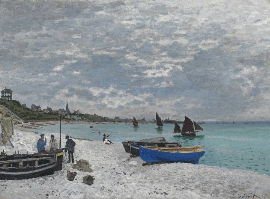 Claude Monet, The Beach at Sainte-Adresse. Exhibition Monet/Boudin. Museo Nacional Thyssen-Bornemisza