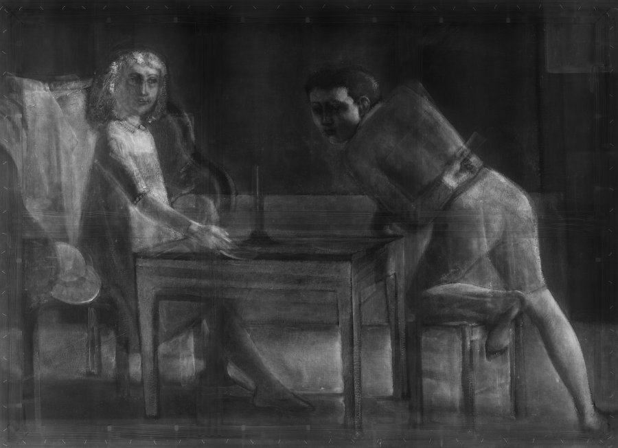 Technical Study of "The Card Game", 1948- 1950 by Balthus