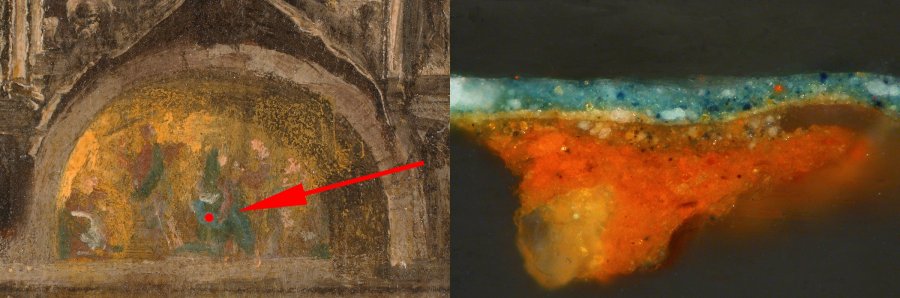 Micro sample taken in the area of the mosaic of the painting The Piazza San Marco in Venice by Canaletto
