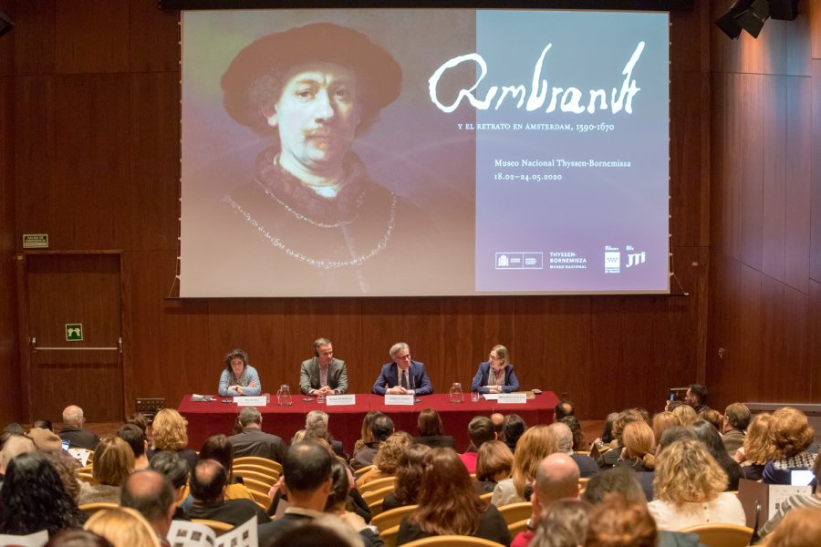 Rueda de prensa con la participación de Mar Borobia, jefa de pintura antigua del MNTB, Norbert Norbert E. Middelkoop, conservador del Amsterdam Museum, Guillermo Solana, director artístico del MNTB y Marta Rivera de la Cruz, consejera de cultura y turismo de la Comunidad de Madrid