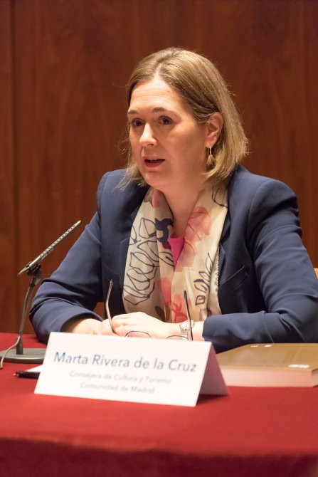 Marta Rivera de la Cruz, consejera de Cultura y Turismo de la Comunidad de Madrid durante su participación en la rueda de prensa