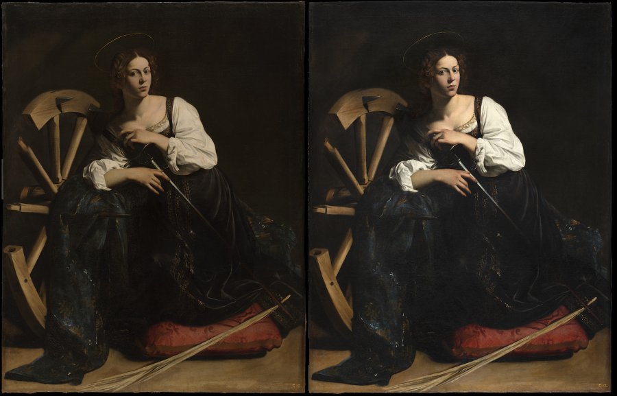 Comparación Antes-después de la obra de Caravaggio