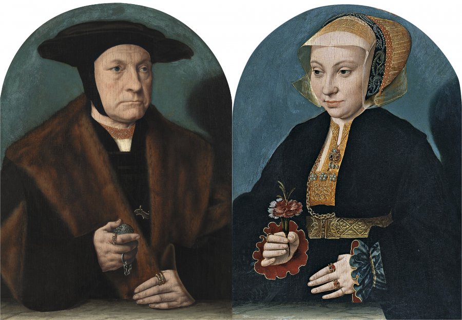 Bartholomäus Bruyn the Elder. Portrait of a Man from the Weinsberg Family ca. 1538 - 1539 // Portrait of a Woman ca. 1538 - 1539